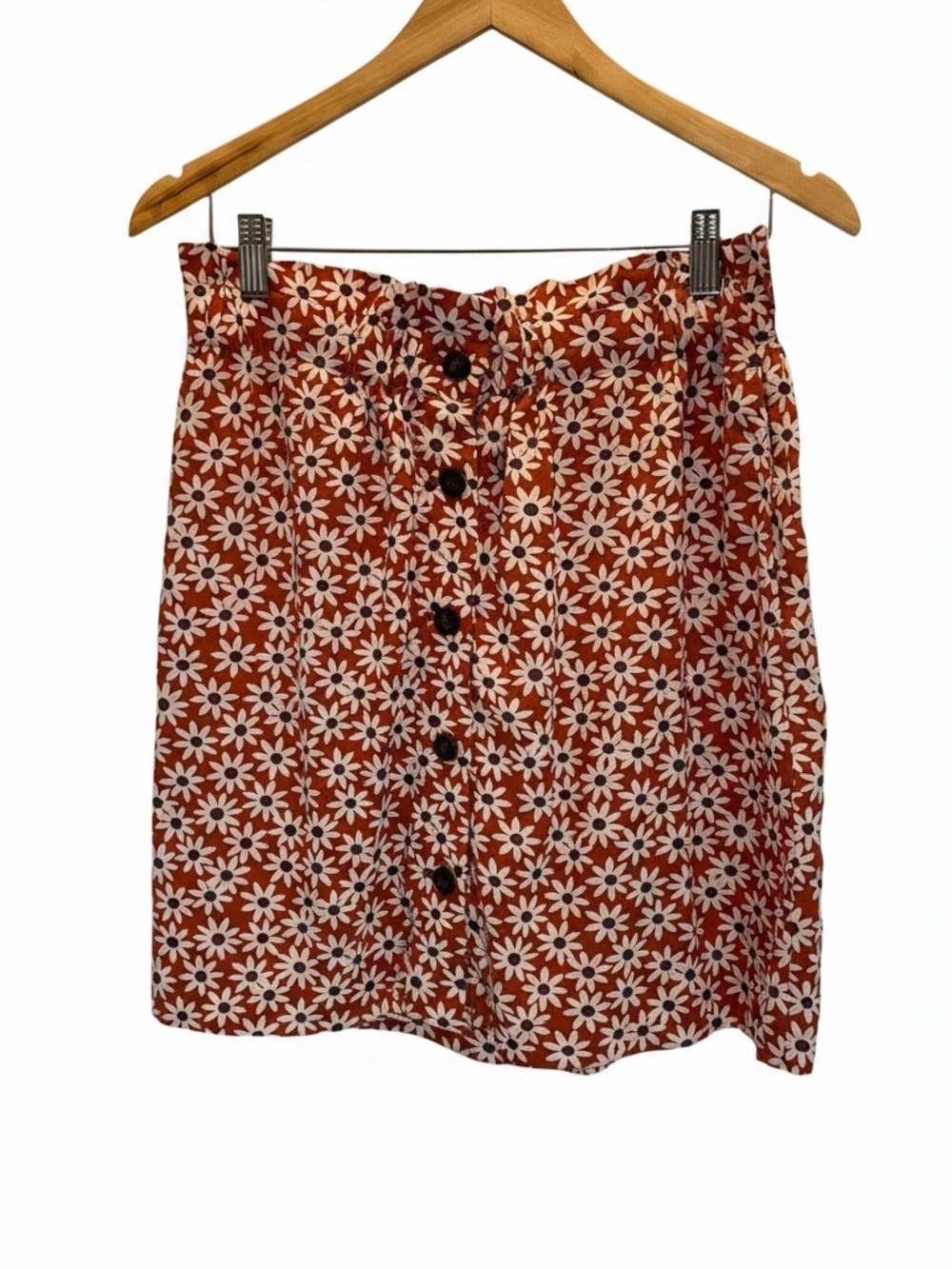 Madewell Paperbag Button Front “Falling Daisies” Print Mini Skirt Size M NWT
